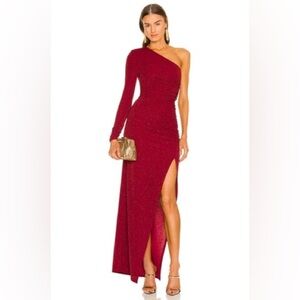 Michael Costello x REVOLVE Gilly Maxi Dress in Dark Red Sparkle Small